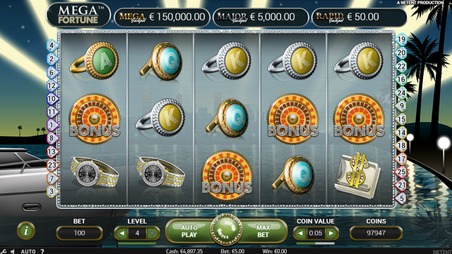 Игровой интерфейс Mega Fortune 5